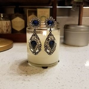 Blue and crystal drop earrings